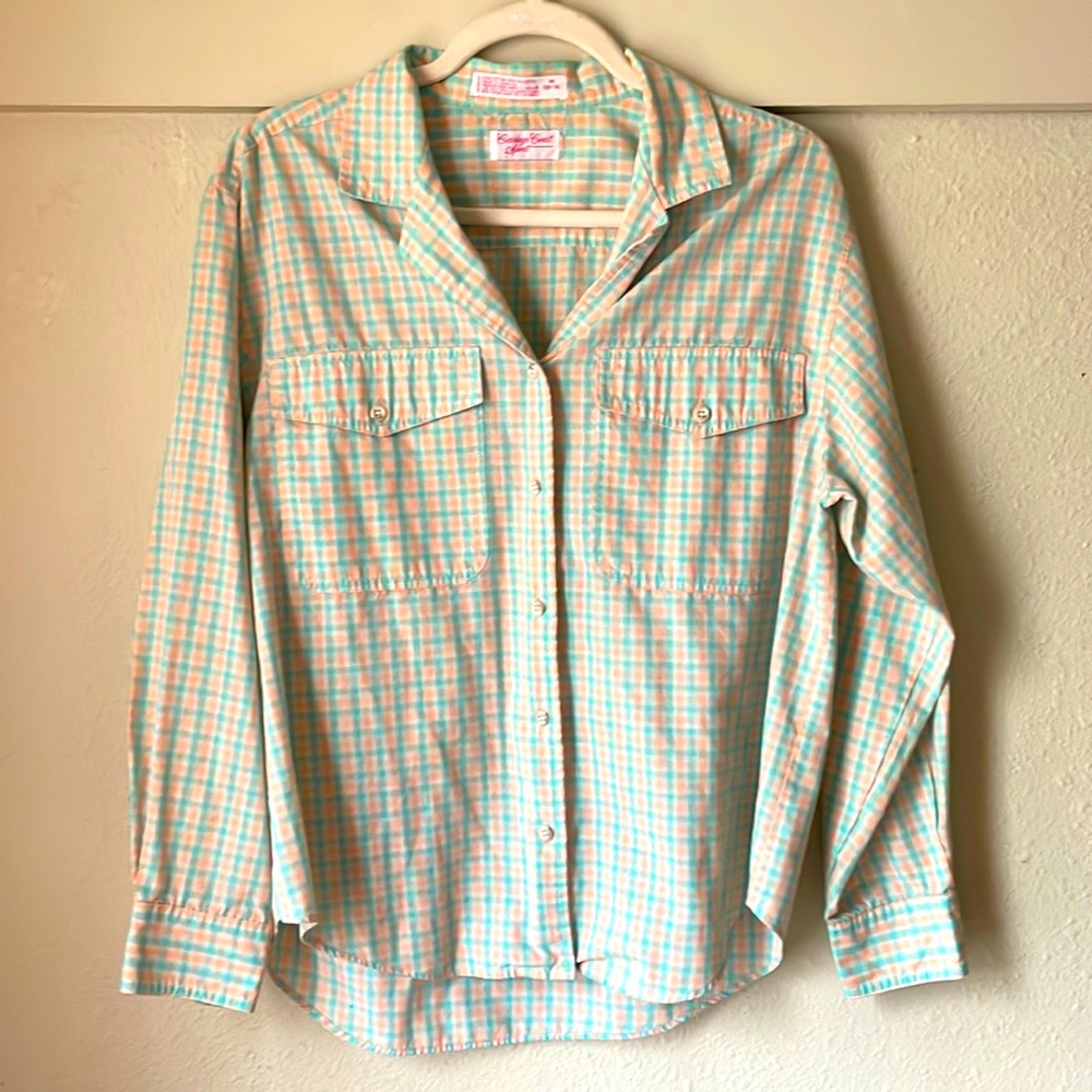 Vintage Carriage Court Sport plaid long sleeve button down blouse